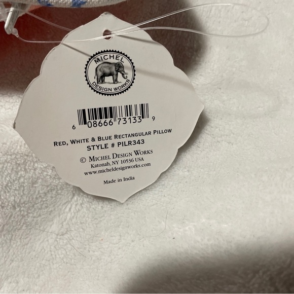 Michel Design Works Rectangle Throw Pillow Red White and Blue 18x12 - Picture 2 of 3